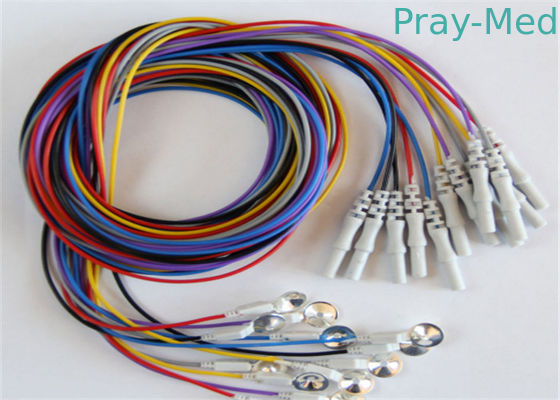 خرید کراوات الکترود رنگارنگ Eeg با 10pcs / set با رنگ های سرخ Eeg سرب تولید آنلاین