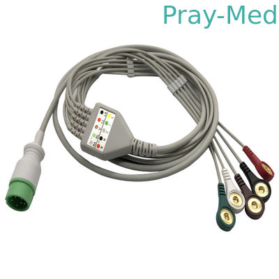 خرید کابل ECG سربی Zoncare Hwatime 2.6 mm 6pin 5 Leadbires Snap تولید آنلاین