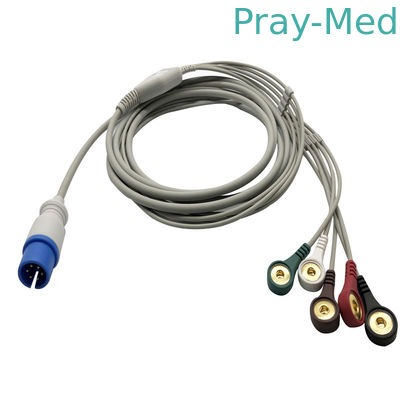 خرید 5 سرب 6 پین MEK Physio Control Ecg Cable با پینچ Snap End تولید آنلاین