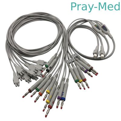خرید Edan 18 کابل های ecg ekg را برای SE-18 SE-1515 Twin Pin Length TPU هدایت می کند تولید آنلاین