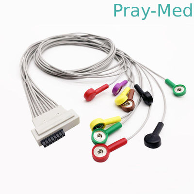 10 سرب Cardioline ECG Leadwire 0.9 متر 16 پین موز اتصال AHA/IEC