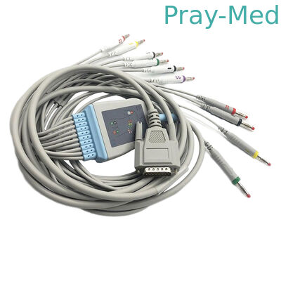 Goldway / Nihon کوهن Ecg کابل، 5.0mm Dia Mindray ECG کابل Db 15 پین