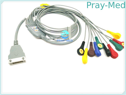 کابل مایع ECG بیمار، TPU ECG هولتر کابل 10/12 سرب با ضربه محکم و ناگهانی