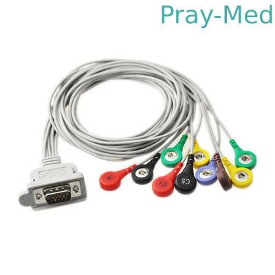 TPU 90cm ECG Patient Cable 10 Lead EKG Holter Cable Snap Plug