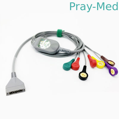 1.1 متر طول 7 سرب Burdick ECG Cable Leadwire 7 Pin Snap Connector