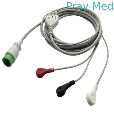 Zoncare Hwatime 3.6m TPU 6pin Ecg Cables and leadwire For Snap / Clip