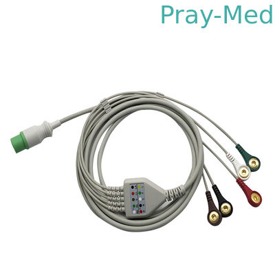 Class II MEK Direct Connect 3/5 Leads 6 Pin Ecg Cable TPU Jacket Snap