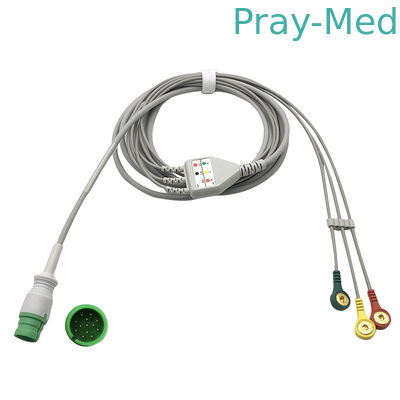 Round 13 Pin Connector 3.6m 3 Lead ECG Cable For Mediana D500