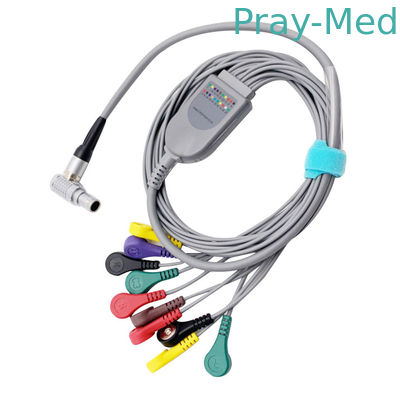 GE CM3000 10 پین 10 سرب ECG هولتر کابل 0.9m Snap Connector