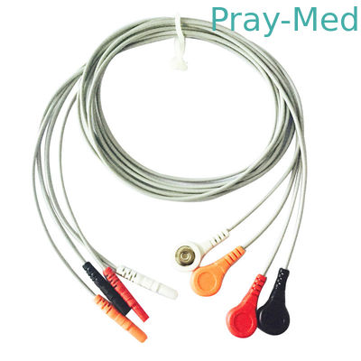 TPU Jacket Spacelabs ECG Holter Cable 4 Leads Din1.5 Snap Grey Color