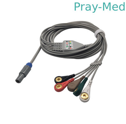 Din Connector AHA 3/5 Leads Biosys Ecg Cable 6-pin Connector IEC/AHA