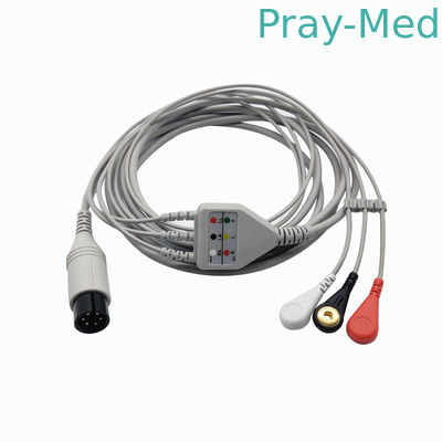 کابل بیمار ECG Mindray / Goldway، 6 پین پزشکی ECG کابل با ضربه محکم و ناگهانی / Grabber