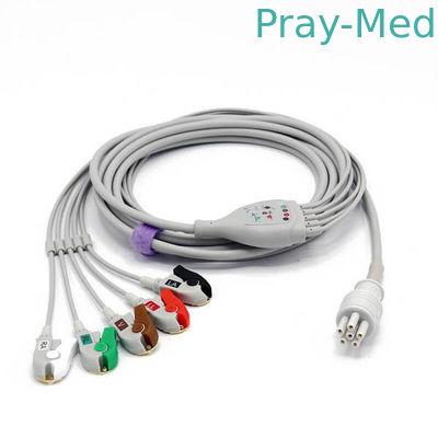 کالین 5 سرب ECG بیمار کابل 5.0mm قطر 6 سوراخ اتصال 3.6m طولانی