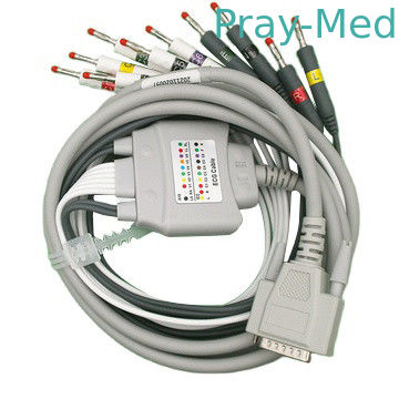 Zoncare 10 Lead EKG Cable Gray with Banana 4.0mm DB 36pin Connector